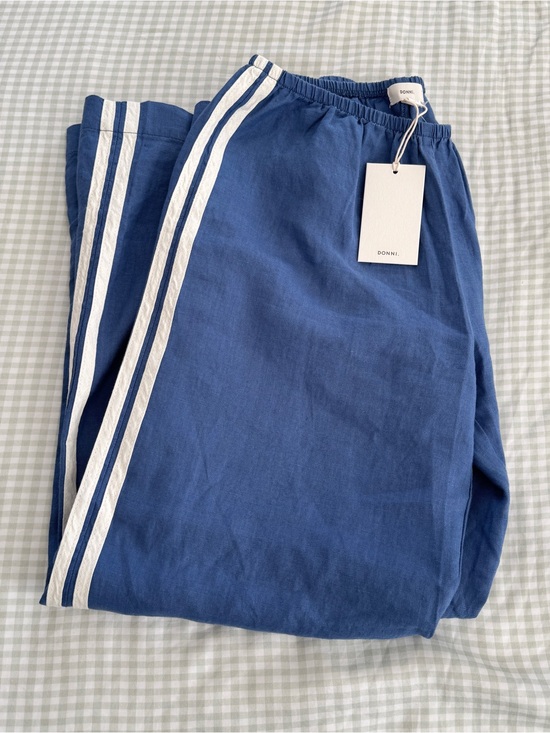 DONNI. Pants - DONNI. Linen Stripe Crop Pants in Lapis NWT